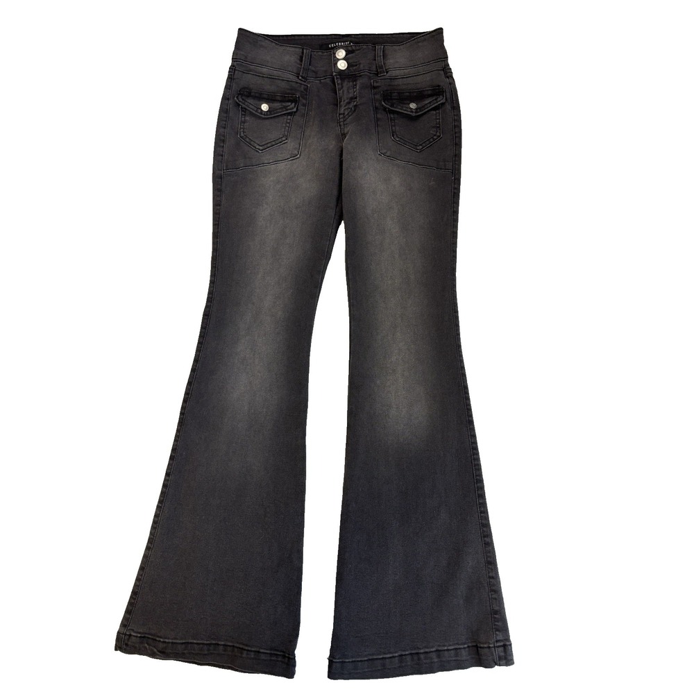 Celebrity Pink Juniors 1/25 Black Low Rise Y2K Sexy Urban Bootcut Flared Jeans